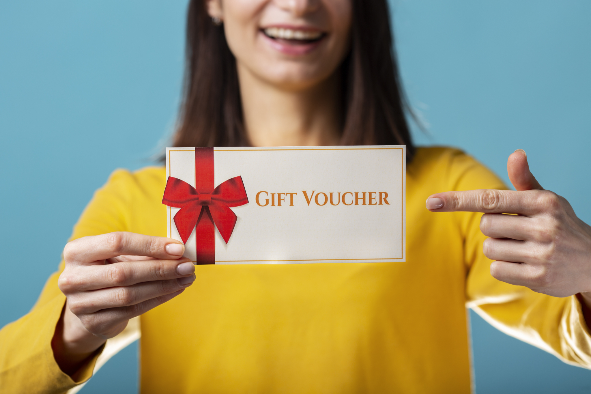 Beautiful gift voucher with hand
